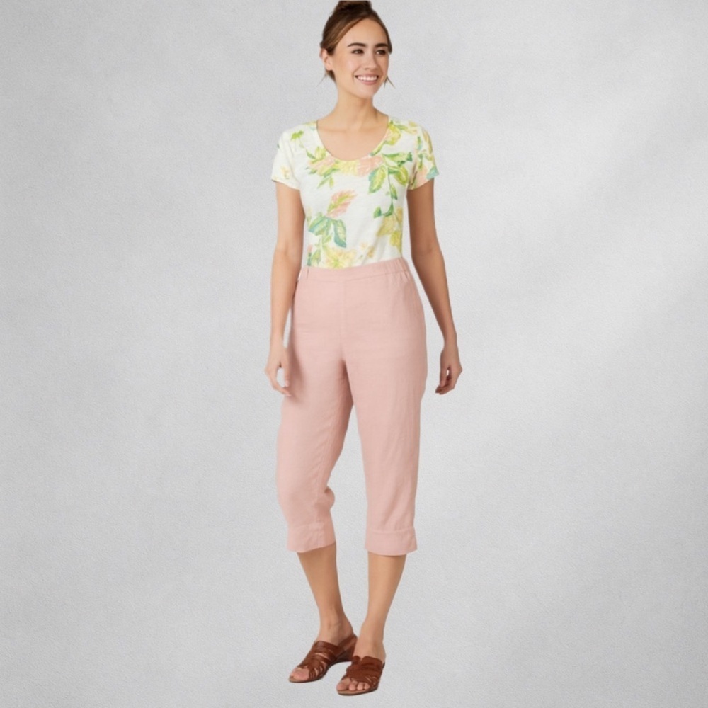 J. Jill Linen Stretch Pants Women’s Size M Crop Soft blush pink Lightweight